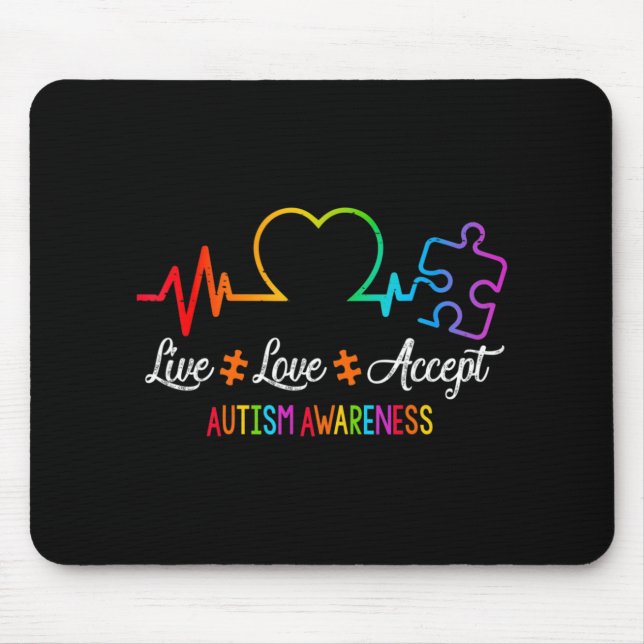 Tapis De Souris En direct Love Accept Autism Awareness Tie Dye Puz (Devant)