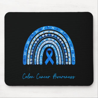 Tapis De Souris En mars, portez un ruban bleu arc-en-ciel cancer d