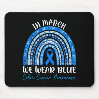 Tapis De Souris En mars, portez un ruban bleu arc-en-ciel contre l