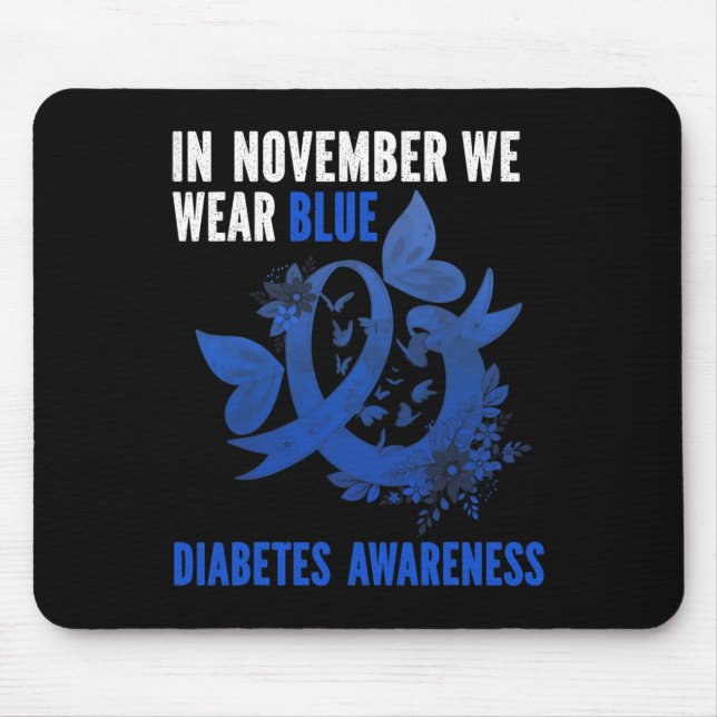 Tapis De Souris En Novembre Nous Portons Bleu Diabète Sensibilisat (Devant)