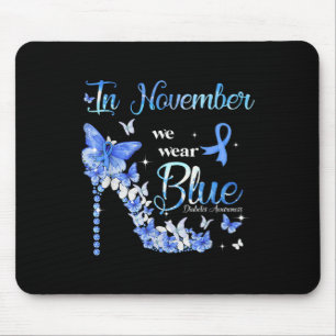 Tapis De Souris En Novembre Nous Portons Bleu Papillons Diabète Aw