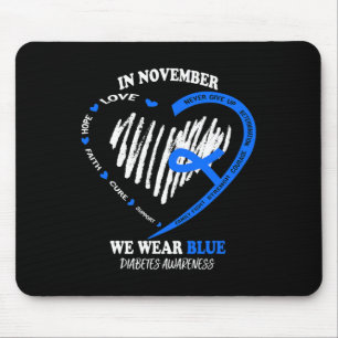 Tapis De Souris En Novembre, Nous Portons Blue Messy Bun Diabetes