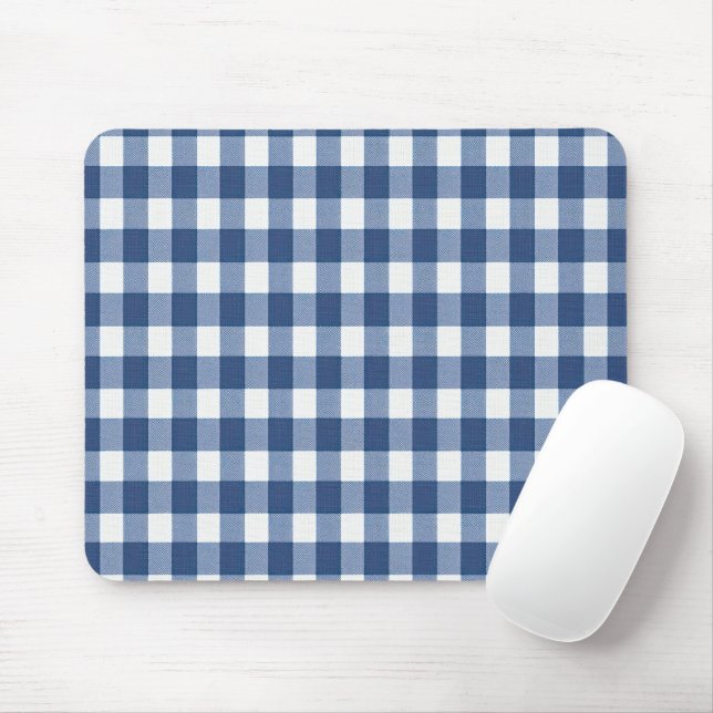 Tapis De Souris En vichy Bleu et Blanc coché (Avec souris)