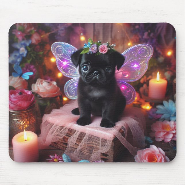 Tapis de souris Enchanted Fairy Princess Pug Puppy (Devant)
