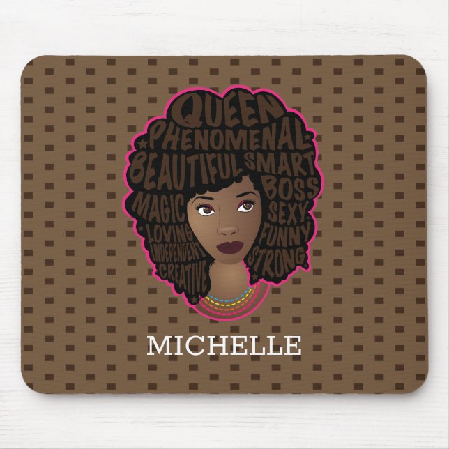 Tapis De Souris Encourager les femmes noires | Point Polka | BROWN (Devant)
