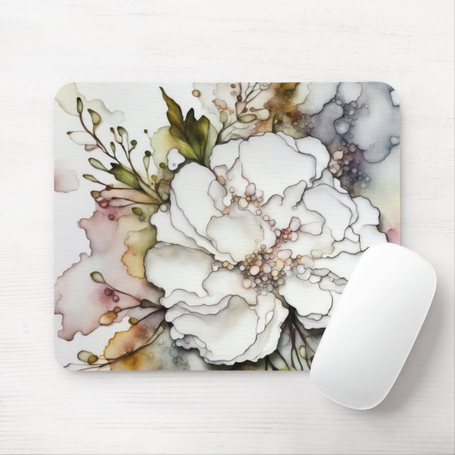 Tapis De Souris Encre d'alcool blanc (Avec souris)