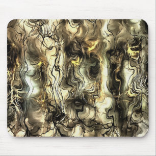 Tapis De Souris Energie Nerveuse Grungy Art Abstrait en Jaune et G