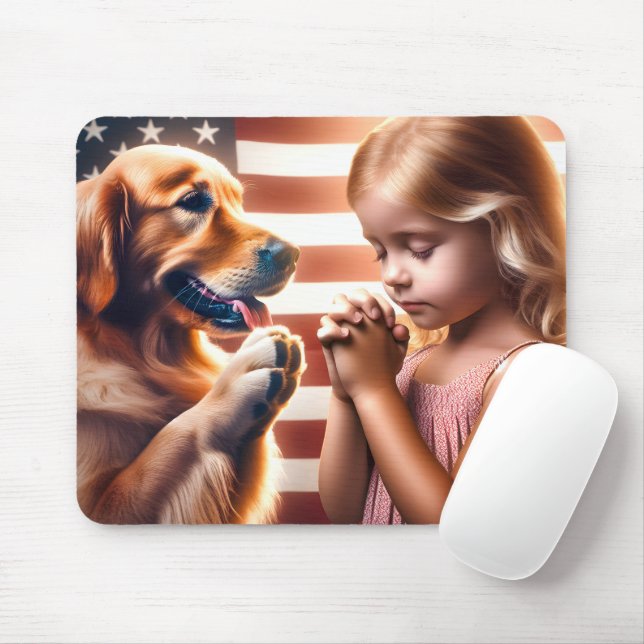 Tapis De Souris Enfant De Prière Et Retriever D'Or (Avec souris)