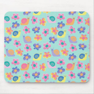 Tapis de souris enfant filles petite fleur escargo