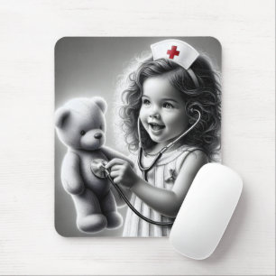 Tapis De Souris Enfant Infirmière Avec Ours En Teddy
