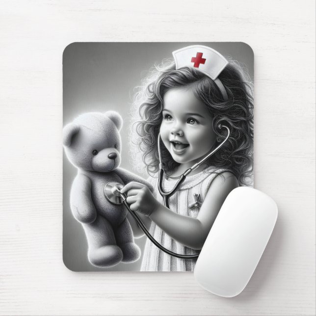 Tapis De Souris Enfant Infirmière Avec Ours En Teddy (Avec souris)