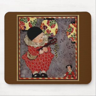 Tapis De Souris Enfant vintage arlequin, musicien jouant du banjo