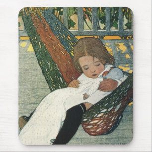 Tapis De Souris Enfant Vintage avec une poupée par Jessie Willcox 