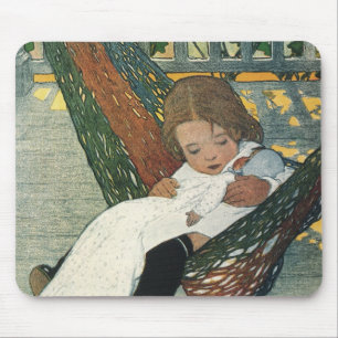 Tapis De Souris Enfant Vintage avec une poupée par Jessie Willcox 