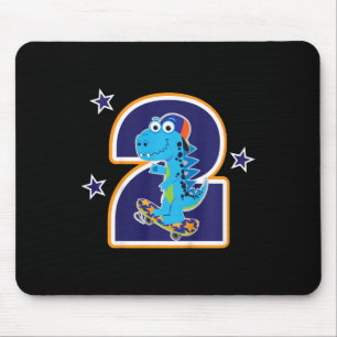 Tapis De Souris Enfants 2e anniversaire drôle dinosaure skateboard