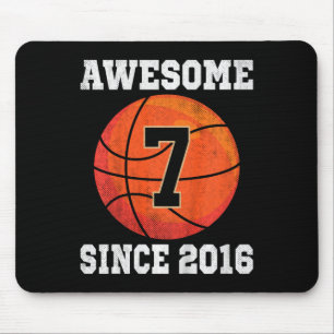Tapis De Souris Enfants 7e anniversaire Basketball Lover 7 ans Vin