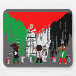 Tapis De Souris Enfants de Gaza peignant le drapeau de la Palestin
