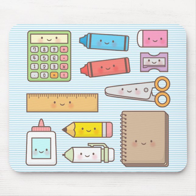 Tapis De Souris Enfants de Kawaii de nouveau aux fournitures (Devant)