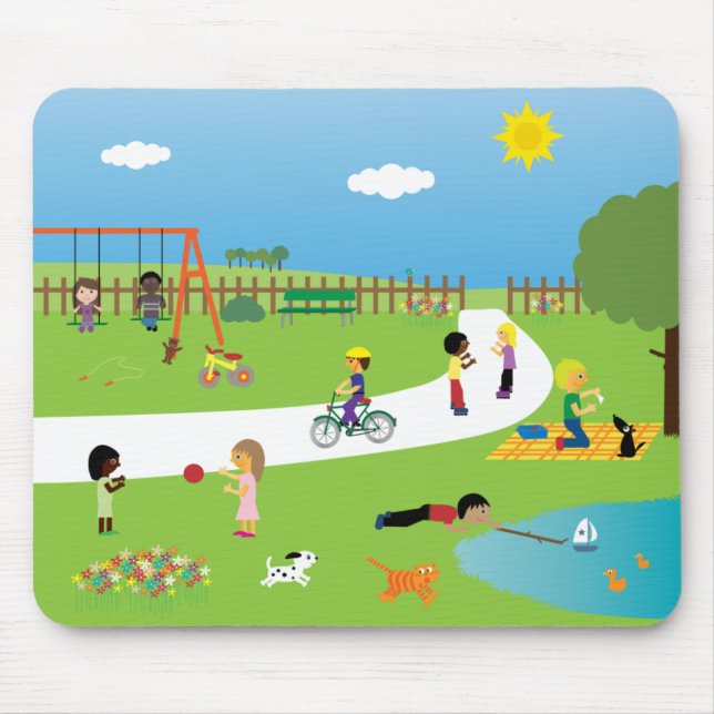 Tapis De Souris Enfants et animaux familiers mignons de bande (Devant)