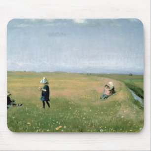 Tapis De Souris Enfants et jeunes filles sélectionnant des fleurs