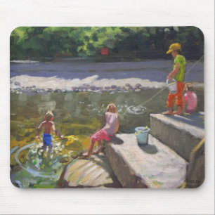 Tapis De Souris Enfants pêchant Looe les Cornouailles 2014