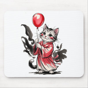 Tapis De Souris Enfants Peinture De Chat Artiste De Ballon D'art F