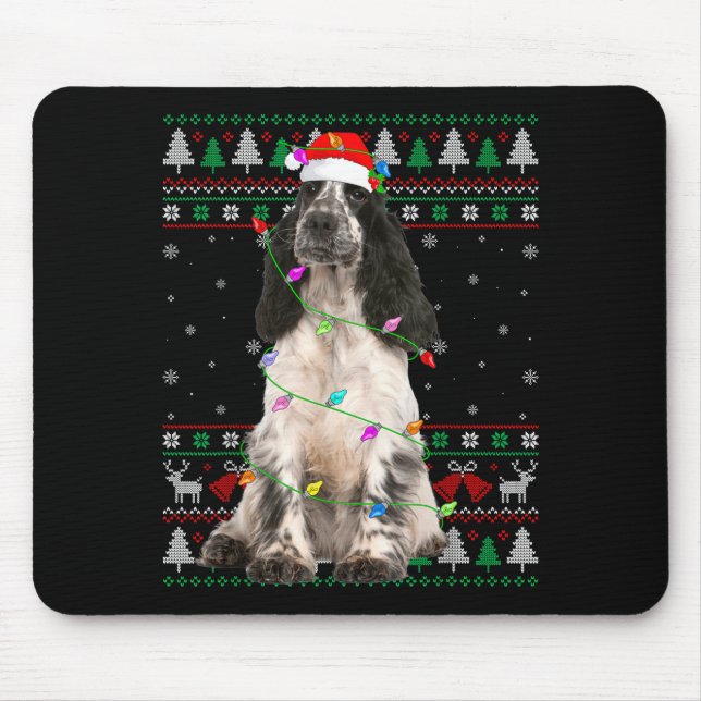 Tapis De Souris English Springer Spaniel Dog Christmas Ugly Sweate (Devant)