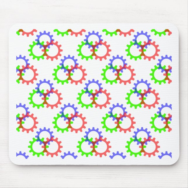 Tapis De Souris Engrenages rouges, verts et bleus (Devant)