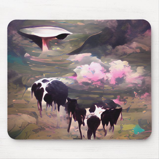 Tapis De Souris Enlèvement de vaches UFO (Devant)