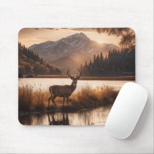 Tapis De Souris Énorme cerf à cheval sur le lac Mountain