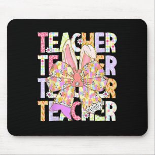 Tapis De Souris Enseignant Bunny Coquette Bow Pencil Bunny Jour de