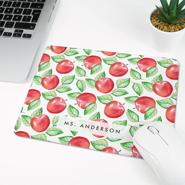 Tapis De Souris Enseignant personnalisé Motif Apple (Créateur téléchargé)