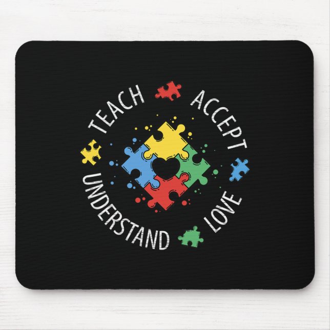 Tapis De Souris Enseignant sensibilisation sur l'autisme Accepter  (Devant)