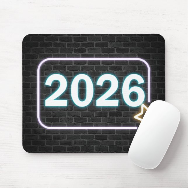 Tapis De Souris Enseigne au néon sur brique pour 2026 (Avec souris)