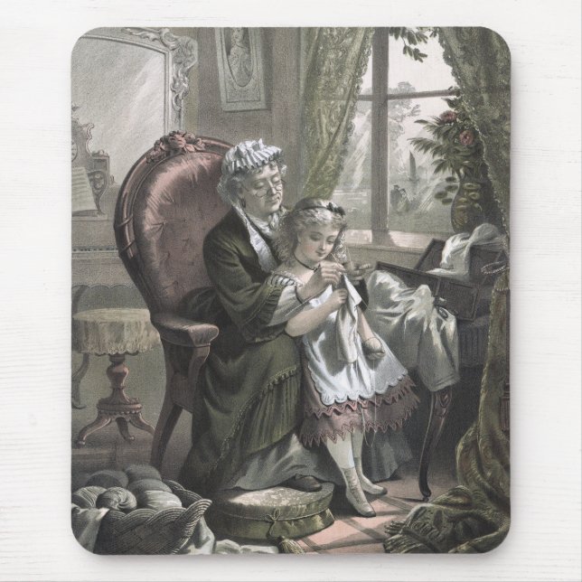 Tapis De Souris Enseignement vintage de grand-mère Kitting à grand (Devant)
