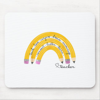 Tapis De Souris Enseigner Amour Inspirer Arc-en-ciel Crayon Enseig