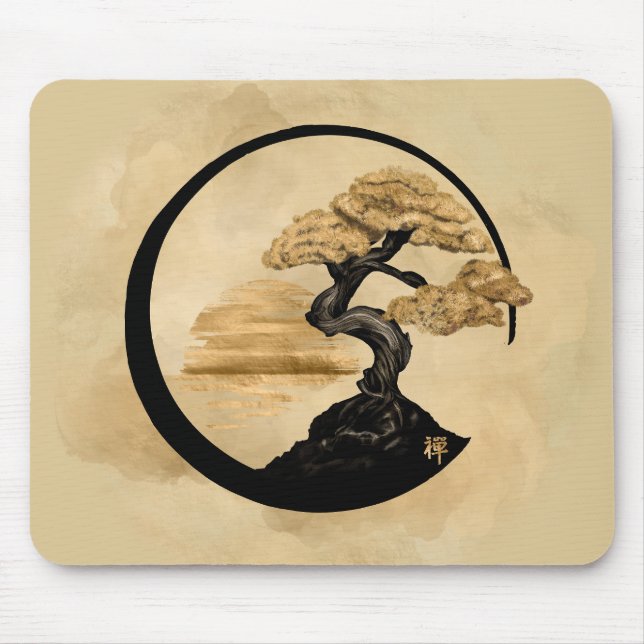 Tapis De Souris Enso Zen Circle Bonsai - Golden Sunrise (Devant)