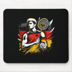 Tapis De Souris Enthousiaste de badminton allemand Raquette Volant