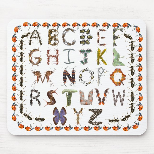 Tapis De Souris Entomologie Créatures de bogues et d'insectes (Devant)
