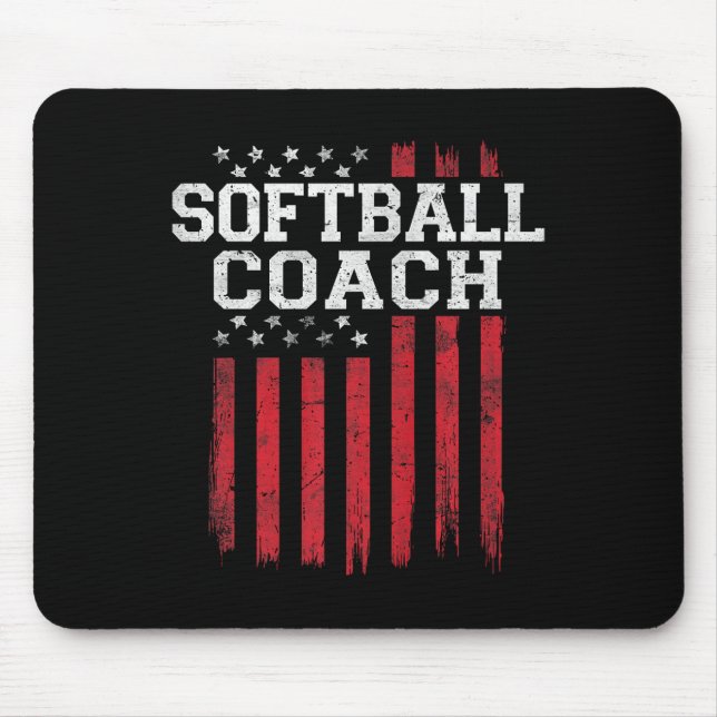 Tapis De Souris Entraîneur de softball fier drapeau américain Usa  (Devant)