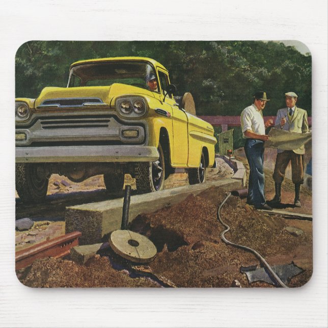 Tapis De Souris Entrepreneur vintage en construction d'architectes (Devant)