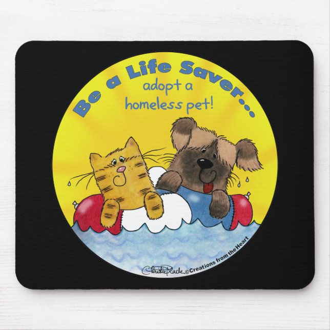 Tapis De Souris Épargne de vie - Adopter des animaux sans abri (Devant)