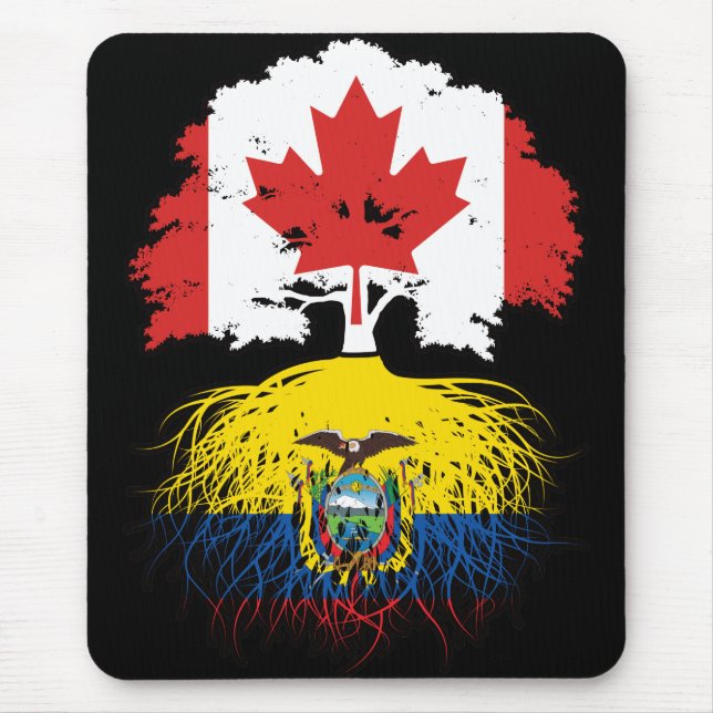 Tapis De Souris Equateur Drapeau canadien équatorien des racines d (Devant)