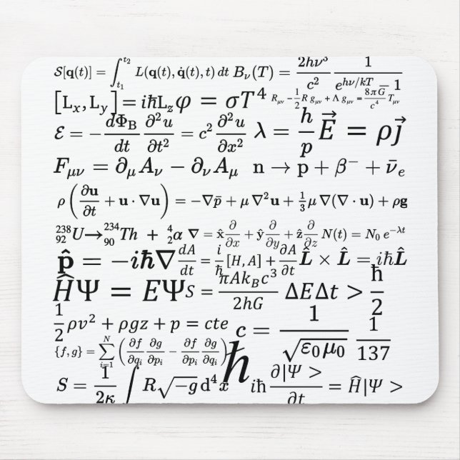 Tapis De Souris Équations et formules de physique (Devant)