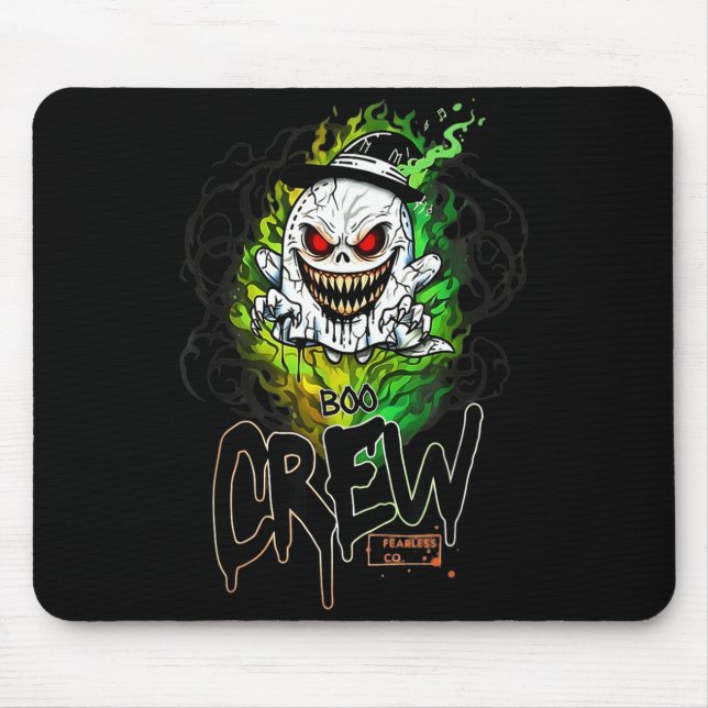 Tapis De Souris équipe Boo fantôme noir halloween fantôme vêtement (Devant)