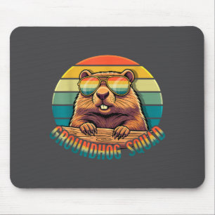 Tapis De Souris Équipe de marmotte rétro Joyeuse journée de la mar
