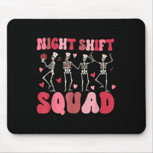 Tapis De Souris Équipe de nuit Infirmières squelette dansant drôle