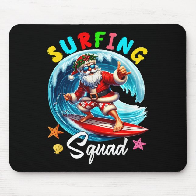 Tapis De Souris Équipe De Surf Noël En Juillet Père Noël Hawaiian  (Devant)