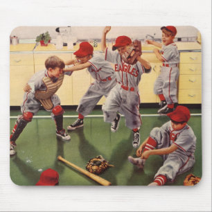 Tapis De Souris Équipe vintage De Baseball, Boys Roughhousing
