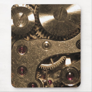 Tapis De Souris Équipements d'horloge métallique Steampunk